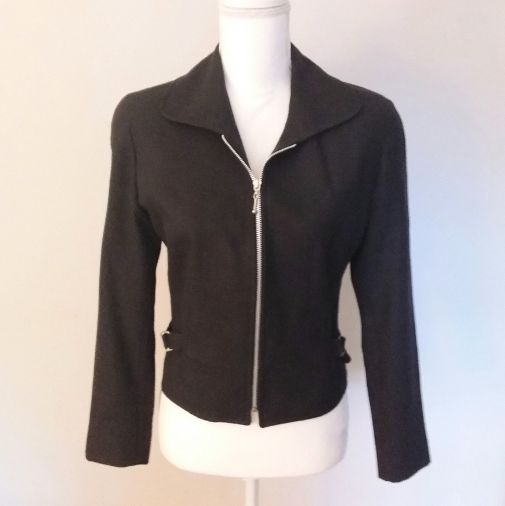 Jordan & Cole Navy Blue Jacket with Side Belt Tabs/Silver Buckles